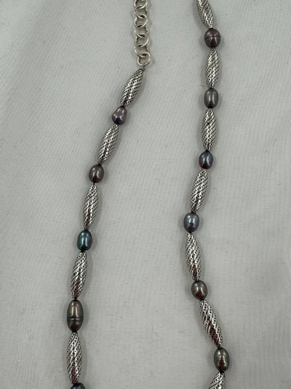 Brighton Black Pearl and Silver Beaded 17" Necklace